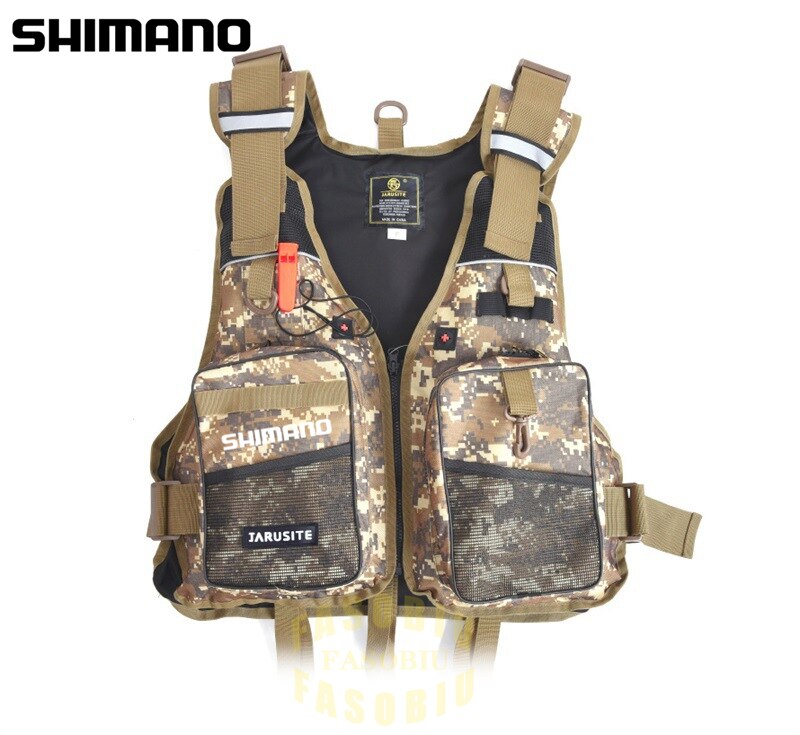 Shimano – gilet de sauvetage pour hommes, combinaison de flottabilité, gilets de pêche portables, multi-poches, gilet réglable pour pêche en mer: Kaki