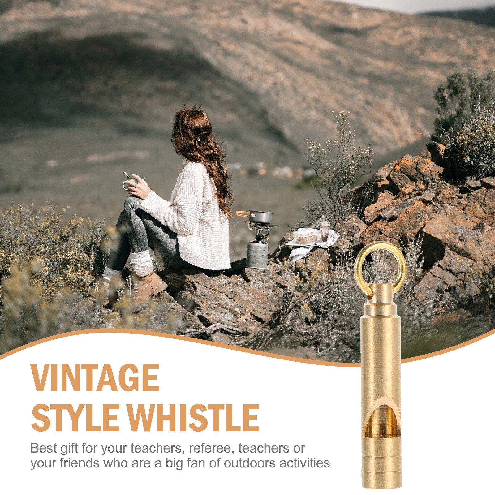 2Pcs Brass Whistle First Aid Whistle Metal Whistle Pendant Outdoor High Pitch Whistle