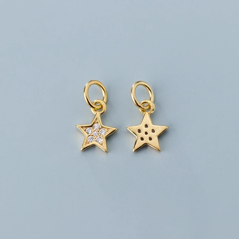 925 Sterling Silver AAA CZ Zircon Paved Decoration Star Charms DIY Jewelry Making Gold/Rose Gold S925 Silver Dangle Pendants