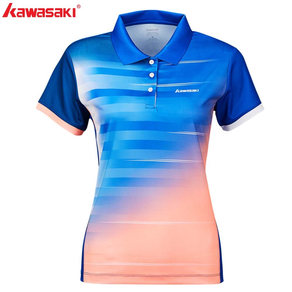 Kawasaki Women T-Shirt Polyester Tennis Shirts Short Sleeve Collar sports Shirt For Women Gym Shirt Anti-Seat ST-S2102: ST-S21012Blue / XL