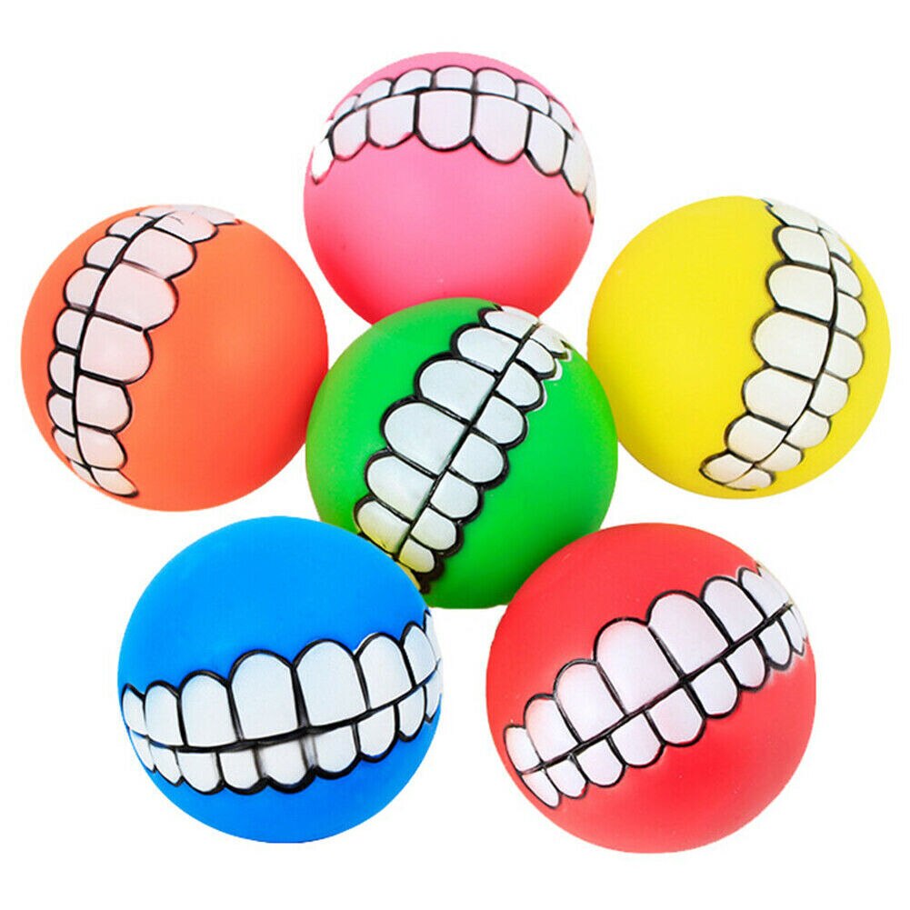 2PCS Funny Pet Dog Ball Teeth Chew Toys Dogs Puppy Toys Squeaking Pet Supplies Cat Play Popular Toys for Small Large Dogs Cats