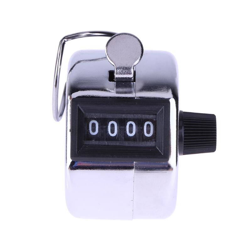 Counter Clicker 4 Cijferig Nummer Tellers Plastic Shell Vinger Display Handmatige Telling Tally Clicker Timer Voetbal Golf Teller: Bruin