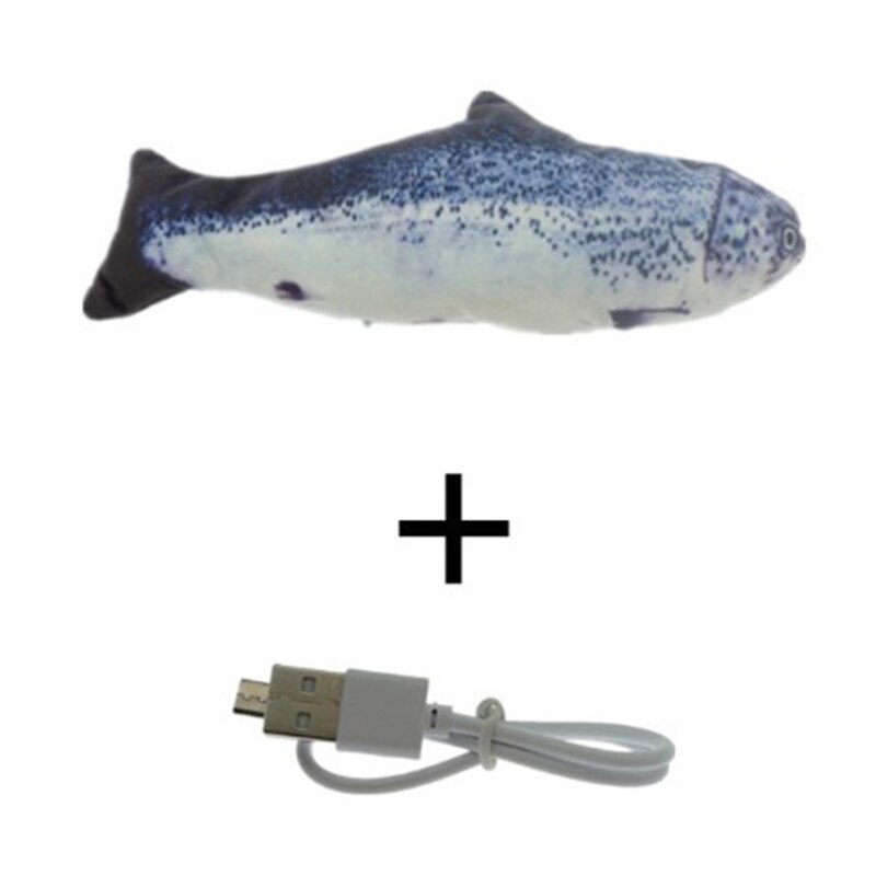 Cat Fish Toy Interactive Pet Cat Toy Supplies Simulation Fish with Wagging Tail Usb Rechargeable Fish Toy for A Cat Fish Toys: Salmon