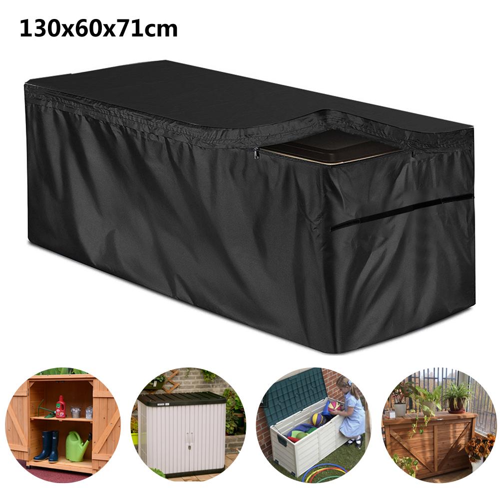 Garden Deck Box Cover Outdoor Waterproof Furniture Protection Storage Drawstring Wind Resistant Dust Patio Box Cover: Black 130x60x71cm