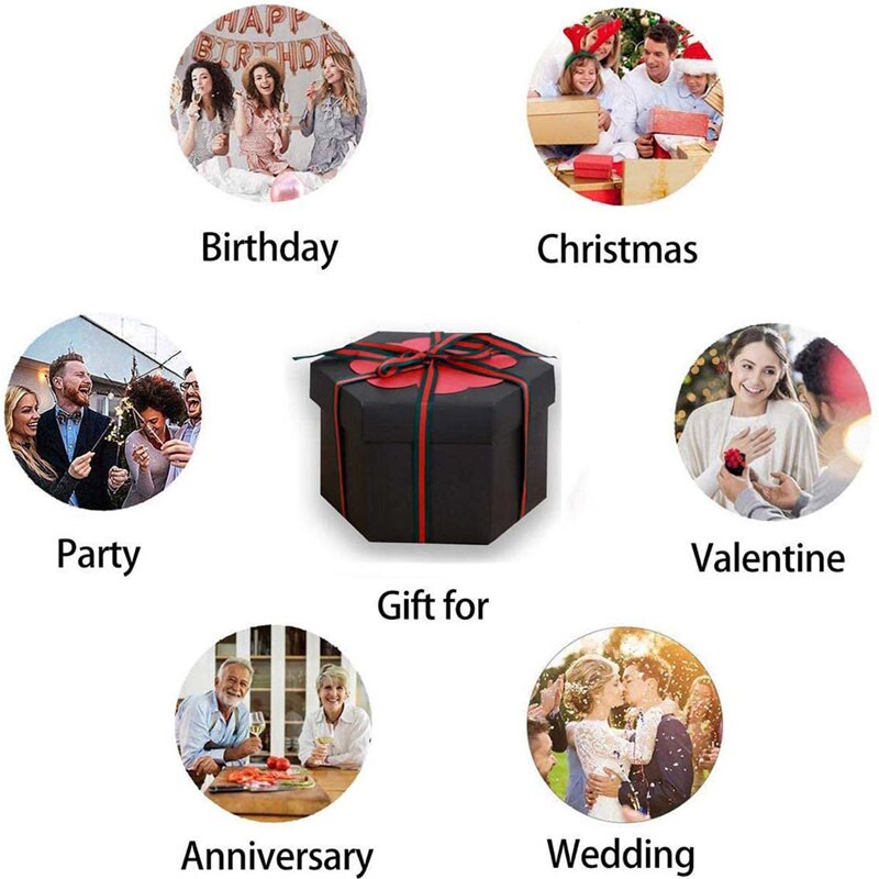 Black Explosion Box DIY Photo Album Scrapbook Folding Boxes Handmade Folding Photo Albums Memory Box