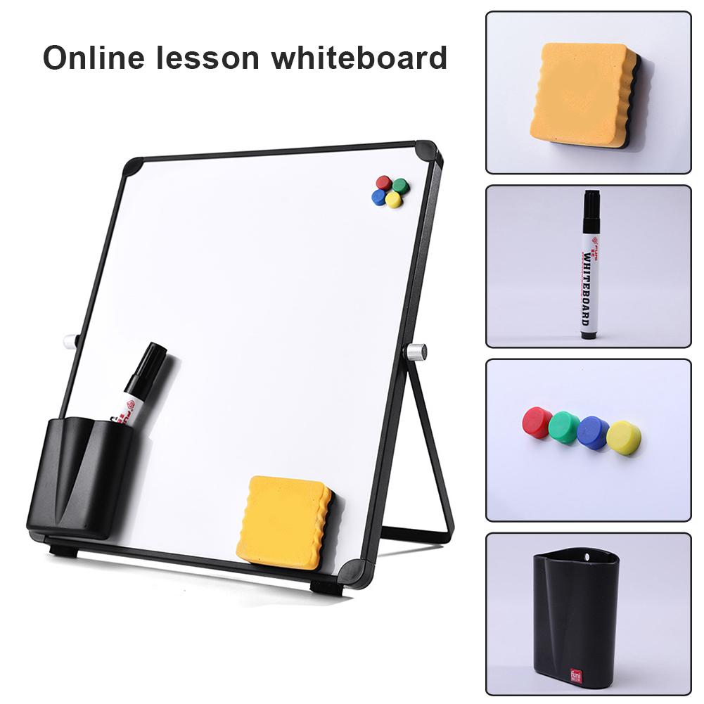 Juego de pizarra blanca de borrado en seco magnético con soporte, juego de pizarra blanca suave y duradera para clases en línea y oficina