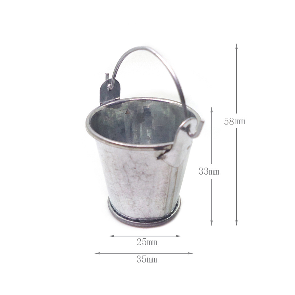 2 Stuks Mini Gegalvaniseerd Emmers Tin Emmer Emmer Model Mini Tuin Miniatuur Metalen Emmers Kind