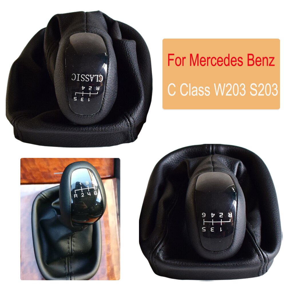 Cobertura de couro para carros mercedes benz, alavanca de mudança de marchas, para os modelos c class w203, s203, 5, 6 velocidades