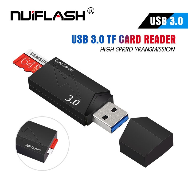 Cooler schwarzer usb 3.0 multi-smart-speicherkartenleser mini-kartenleser für microsd-karten an computer und laptop