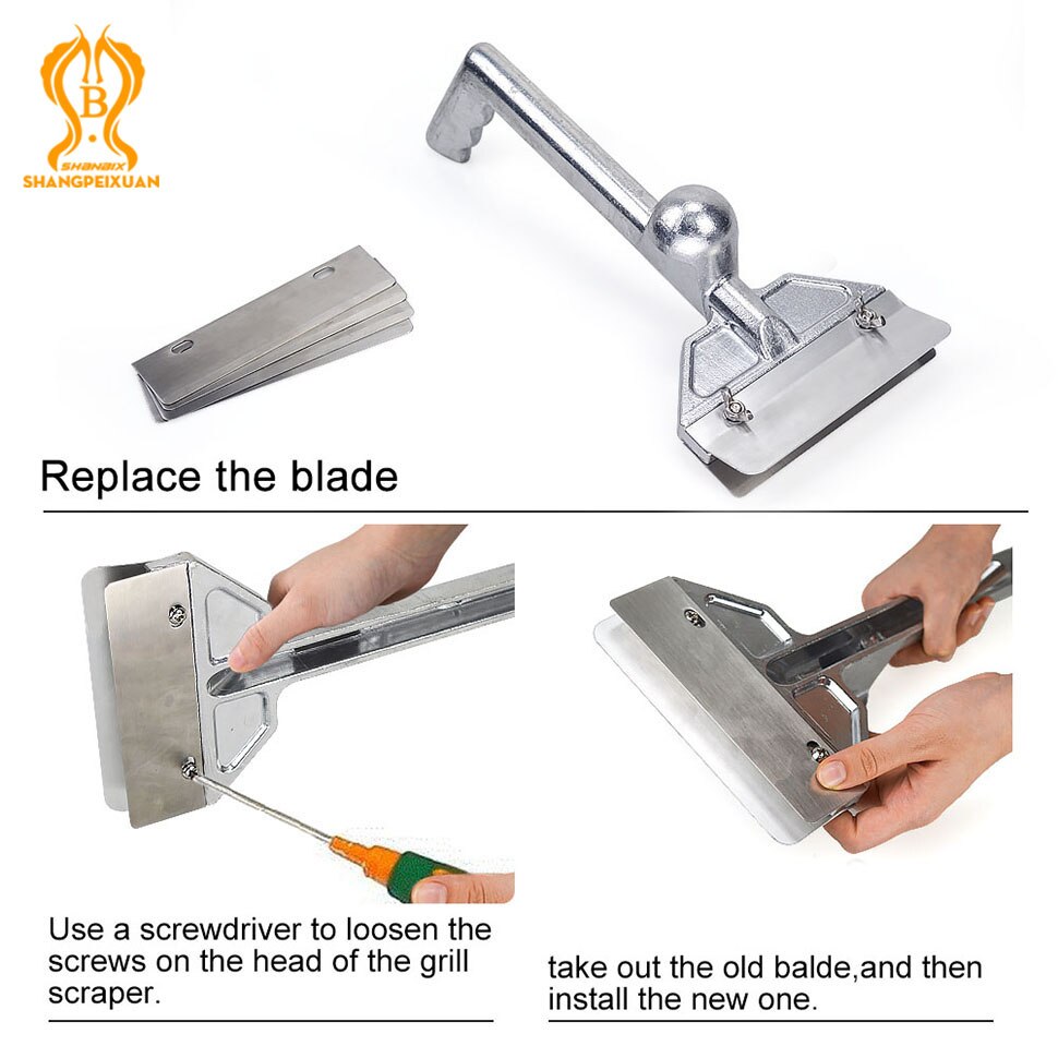 Grill Scraper Oven ShangPeiXuan Ceaning Tool Aluminum Commercial Pan Scraping5 Blades Small Slope Edge Grill Scraper