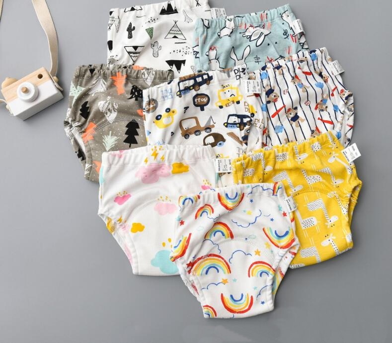 Cotton Potty Training Pants Kids Baby Diapers Reusable Nappies Washable Cloth Diaper Nappy Waterproof Baby Toddler Underwear 1pc