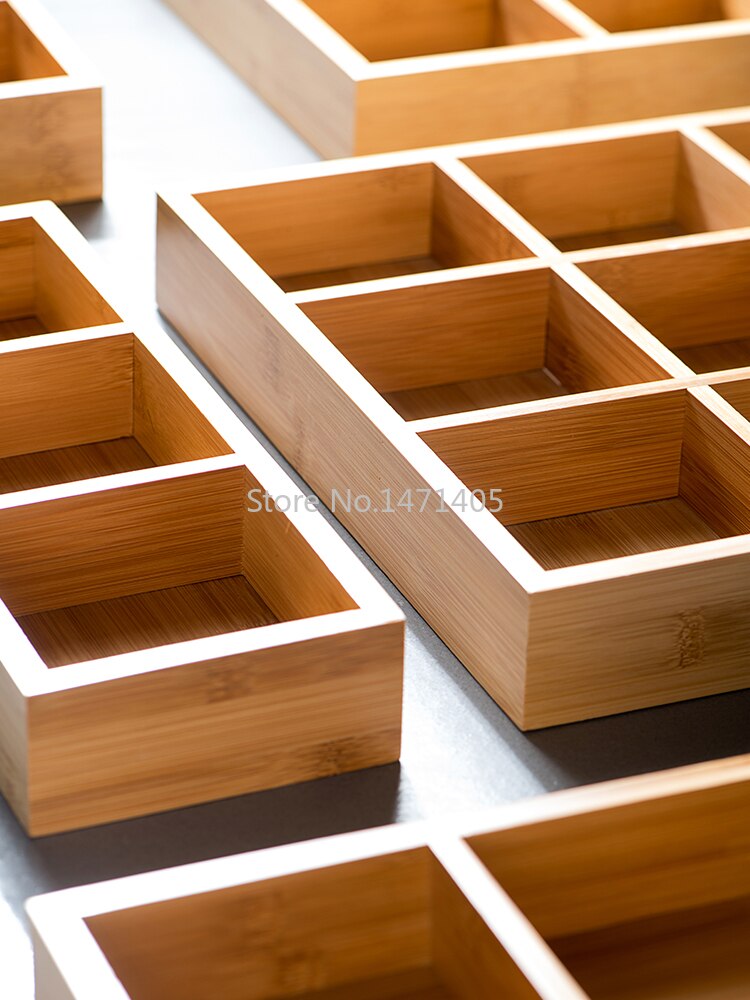 Japanese Style Nine Square Grid Plate Two Three Four Six Grid Bamboo Box Sushi Plate Pot Divided Grid Bamboo Plate