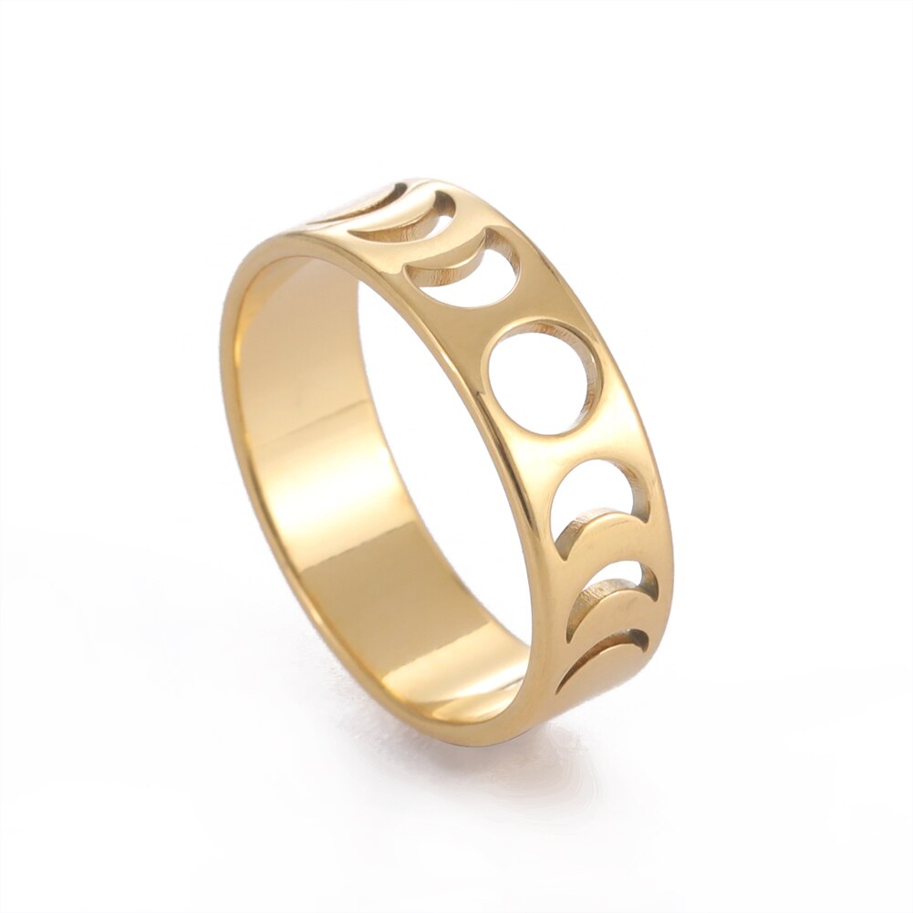 Skyrim – bagues uniques Phase de lune pour femmes, en acier inoxydable, couleur or, croissant de lune, bijoux à la , , 2025: 10 / Black