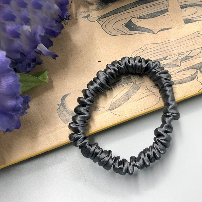 Silk Women's Hair Scrunchie Hairband 1cm wide Elastic Band Ponytail Holder Hair Accessories: Light Grey