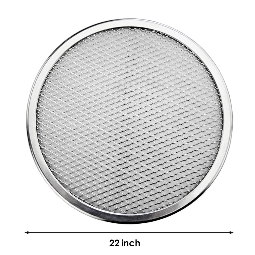 13-22 tommer sømløs aluminium pizza skærm ovn bageplade netto metalnet bagværk køkkenredskaber pizza mesh wienerbrød bageværktøj: 22 tommer