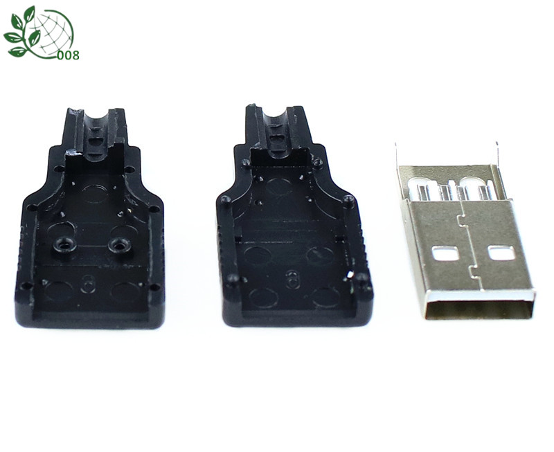 10Pcs Type A Male Usb 4 Pin Plug Socket Connector Met Zwarte Plastic Cover