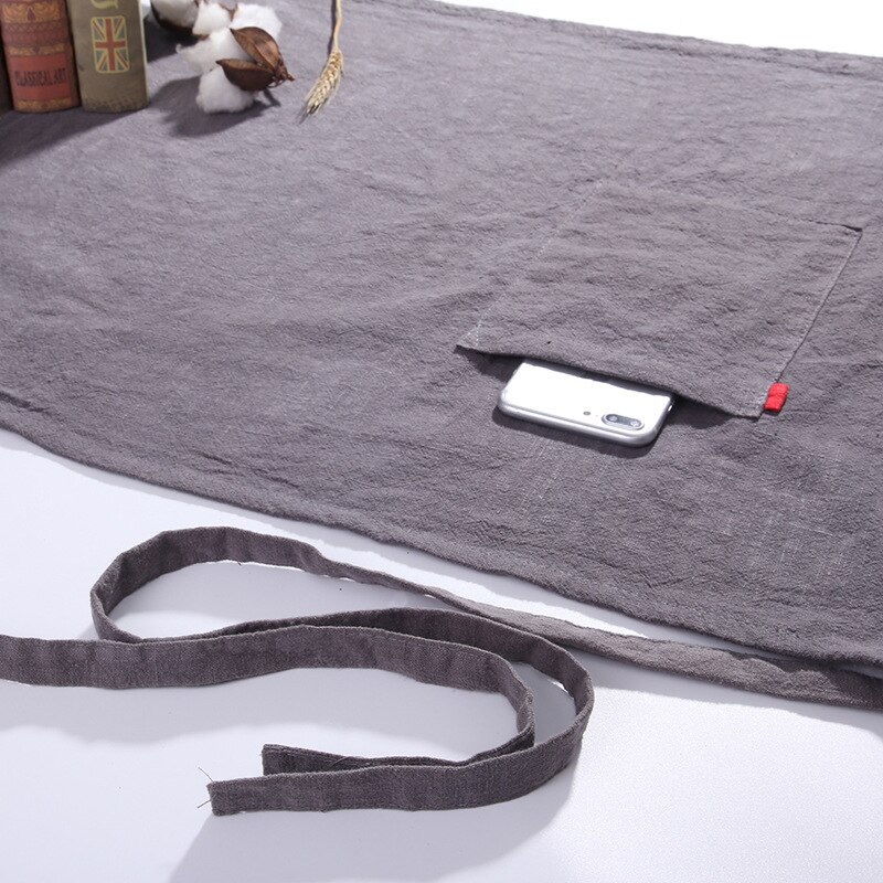 INS Japanese Linen Cotton Lace-up Apron Dress Art Men And Women Work Apron 100*100cm Sleeveless Apron Home