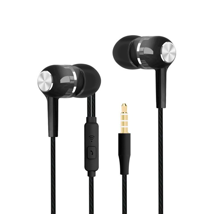 Factory Direct Sales in-Ear Wired Headset Universal Apple Android Mobile Phone Headset Microphone Foreign Trade Supply Cross-Bor: Black