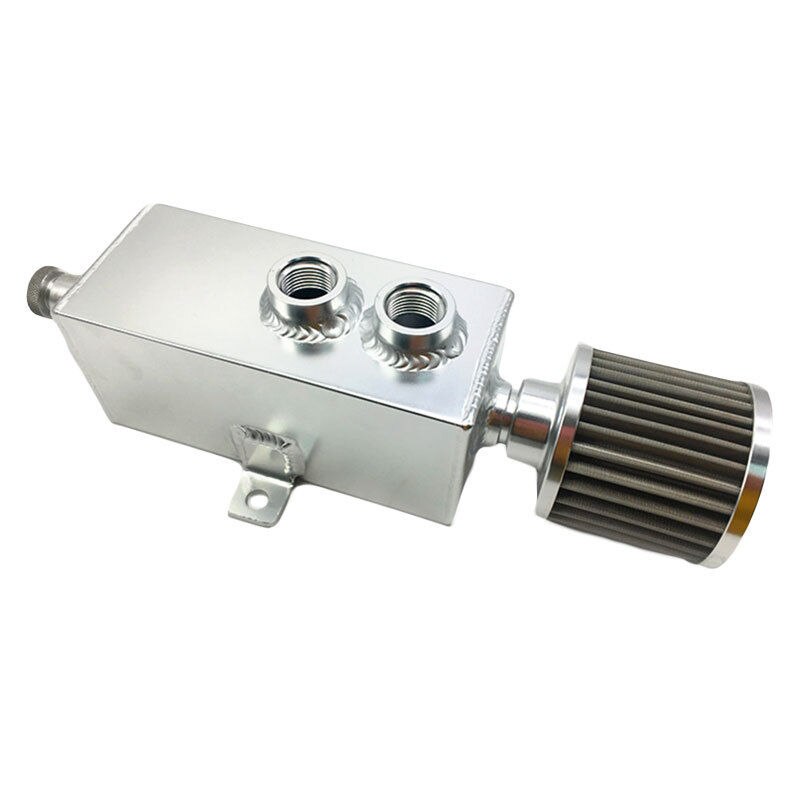 Universal 1L Aluminum Oil Catch Can Tank Fuel Tank With Breather & Filter Drain: Default Title