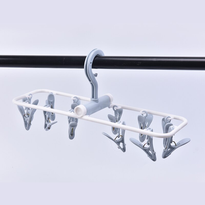 12 Clip Folding Drying Rack Multi-functional Underwear Socks Clip Plastic Rack Clothes Hanger Dryer Towels Cloth Drying Rack