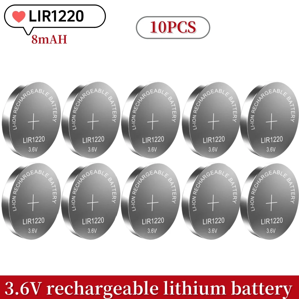 Gute 1-10PCS LIR1220 1220 3,6 V Lithium-Batterien lade Akku austauschbare 3V cr1220: Blau