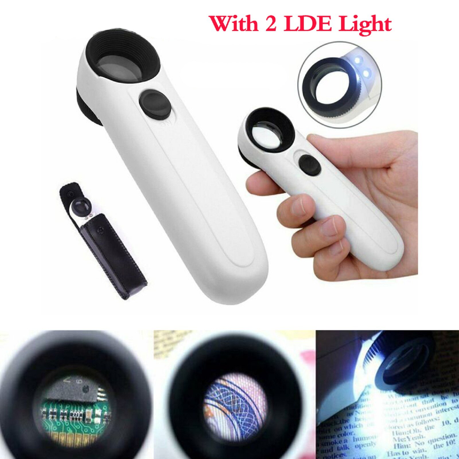 40X Magnifying Magnifier Map Magnifier Glass Jeweler Eye Jewelry Loupe Loop With 2 LED Light For Home Office And Travel