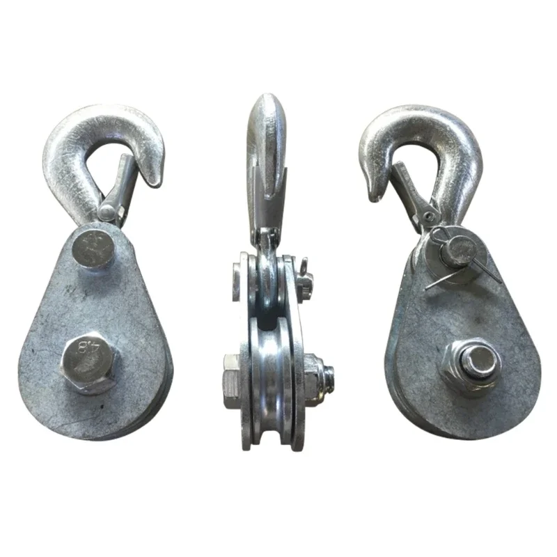 High Strength Steel Wheel Lifting Rope Pulley Block Electric Winch Hook