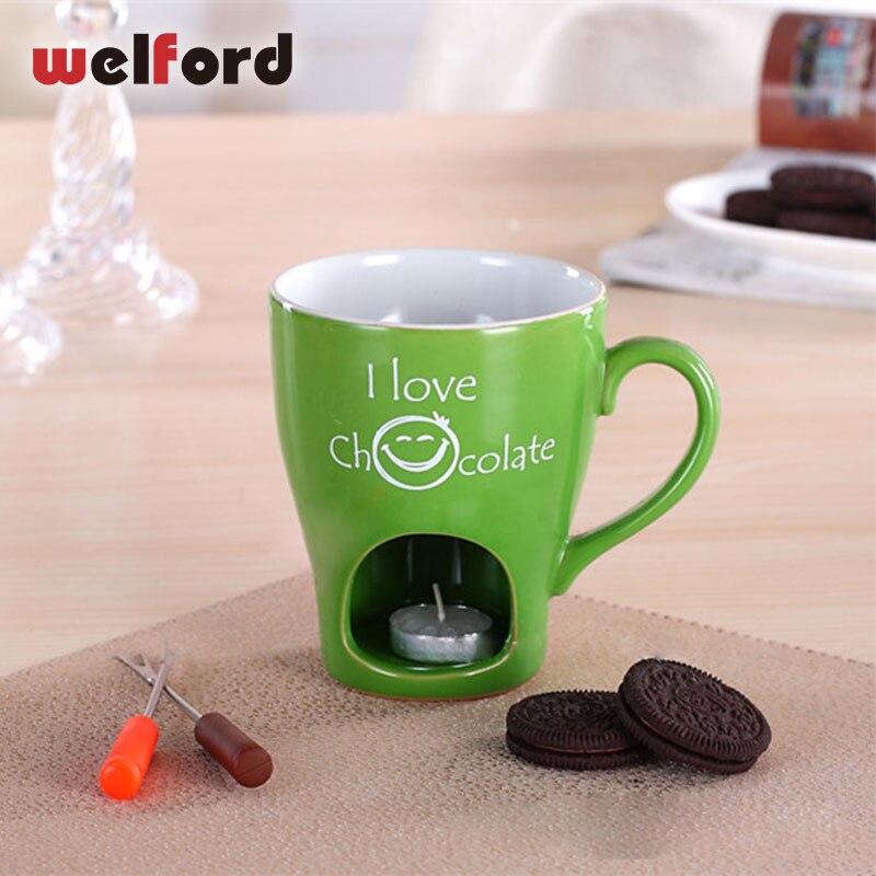 Juego de tazas de cerámica para fondue de chocolate, portavelas de porcelana, recipiente para derretir salsa, calentador de bufé, fuente de queso, fabricante de helados: 09