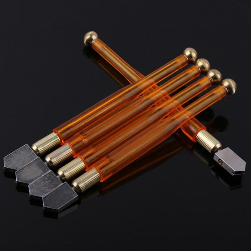 6mm-12mm Clear Plastic Handle Glass Cutter Pencil Style Oil Feed Carbide Tip Glass Cutter Cutting Tools for Tiles Mirror