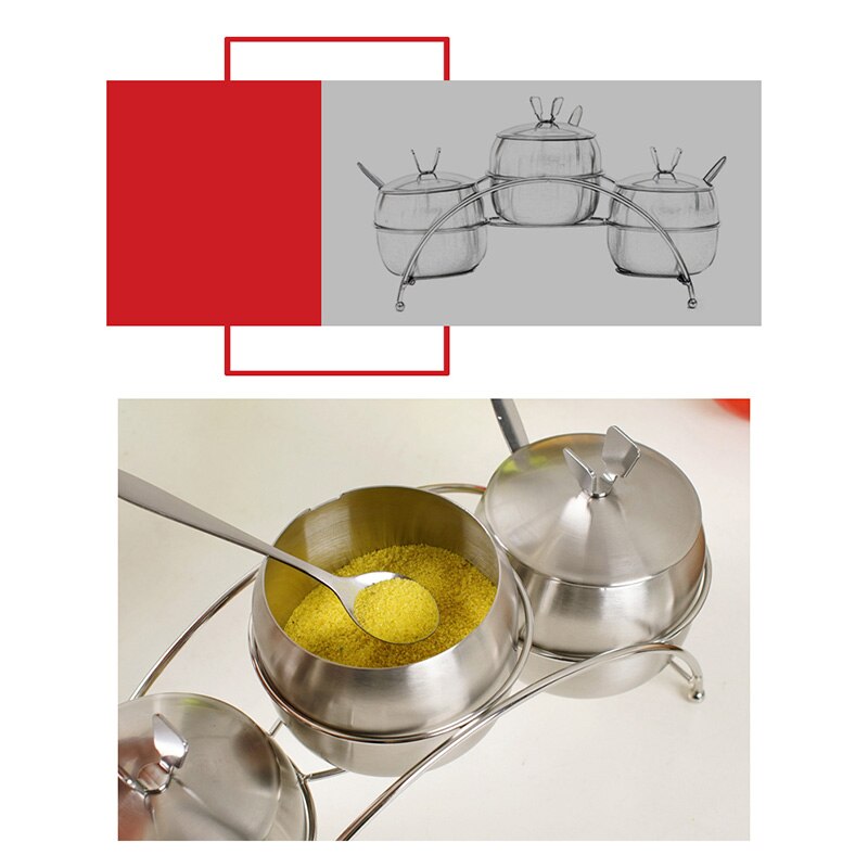 Conjunto de 7 unidades de utensilios de cocina en forma de manzana, recipiente para condimentos de acero inoxidable, recipiente para especias, Bol para azúcar, sal, jarros para servir cucharas