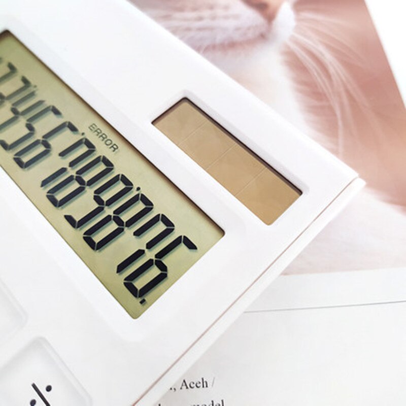 Calculadora blanca delgada portátil Mini 12 Digital calculadora energía Solar cristal teclado Doble potencia suministro