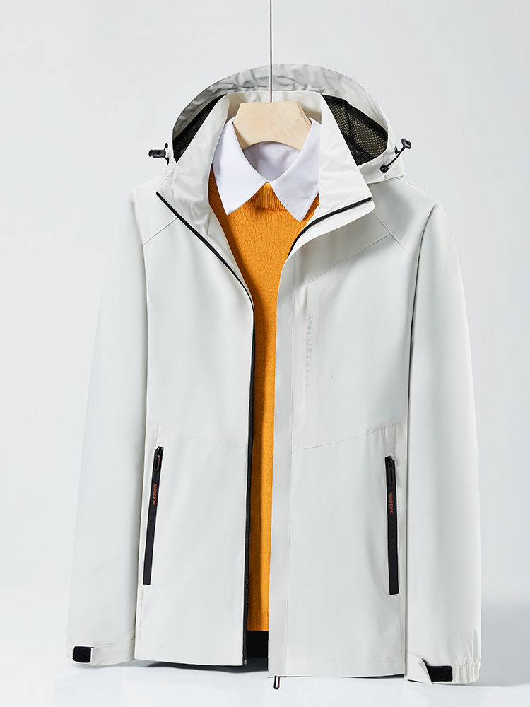 Spring Autumn Casual Jacket Men/Women Outdoor Waterproof and Windproof Hooded Windbreaker Coats: XXL / Khaki