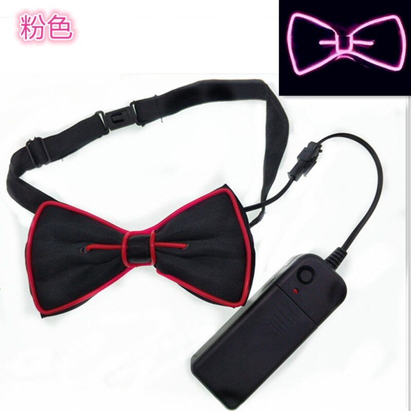 Cravate pour hommes en fil de fer | Nœud papillon lumineux clignotant pour fête en Club mariage: Rose