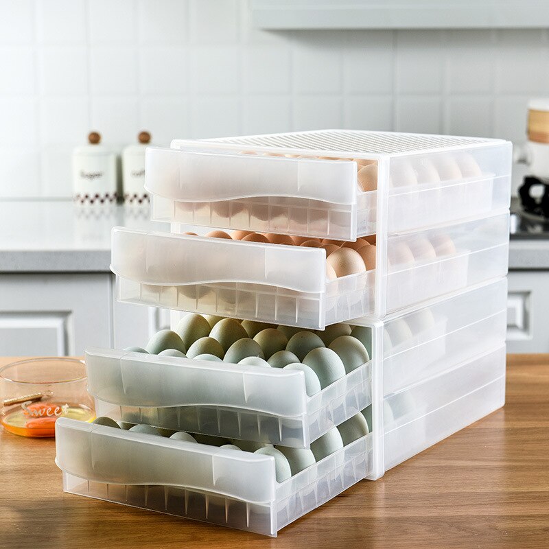 Eieren Stapelbaar Opbergdoos Plastic Lade Organizer Koelkast Voedsel Opbergdoos Transparante Eieren Lade Voor 60 Eieren 2 Lagen