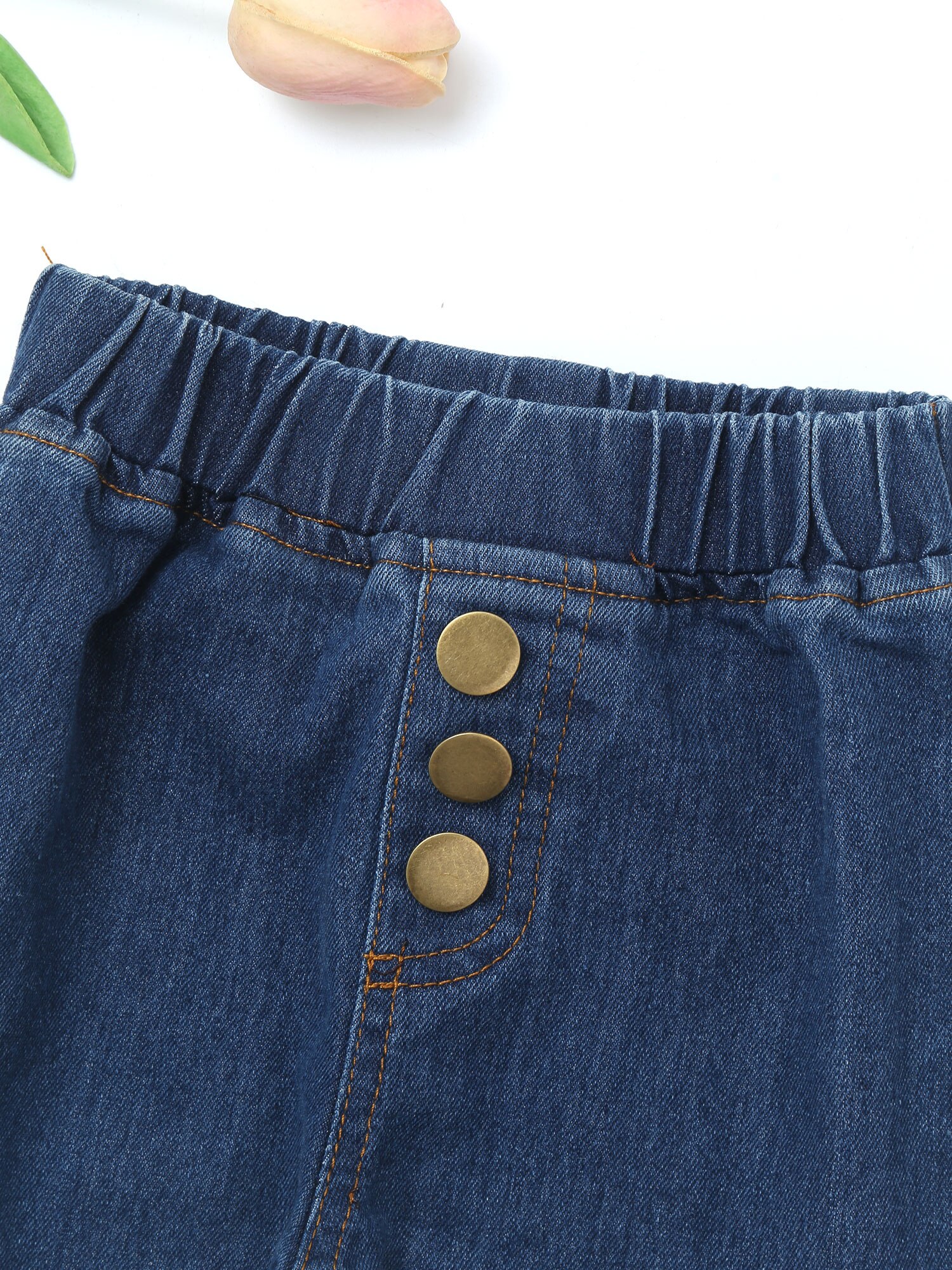 Pantalones vaqueros Vintage para niña pequeña, Vaqueros ajustados con campana, pantalones acampanados de Color degradado a la