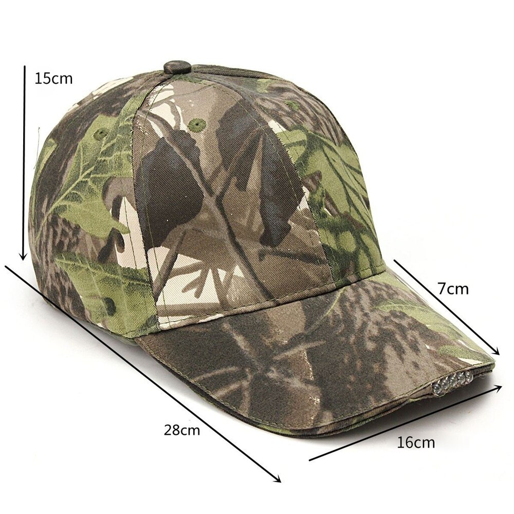 Gorra deportiva de algodón con 5 ledes, gorra con correa ajustable para exteriores con luces brillantes para adultos, adecuada para actividades al aire libre, camping