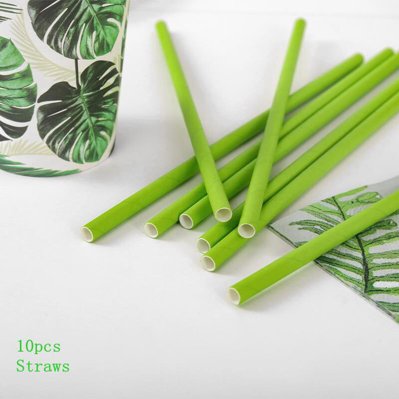 10pc Forest Plants Disposable Tableware Hyphosis Napkins Plates Tropic Hawaiian One 1st Happy Birthday Party Decor Kids Boy Girl: Mint Green