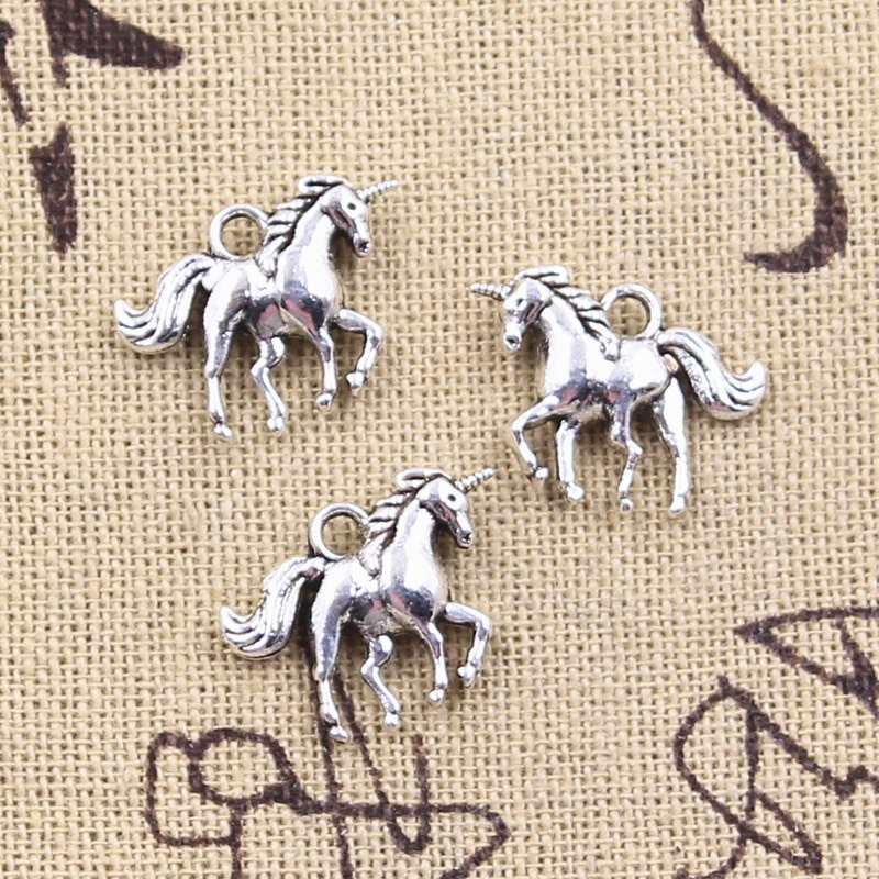 15pcs Charms Horse Unicorn 13x12mm Antique Silver Color Pendants Making DIY Handmade Tibetan Finding Jewelry