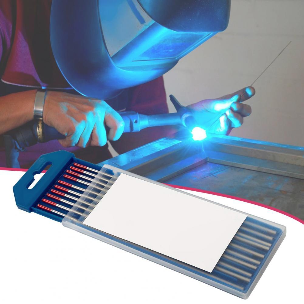 10Pcs 1.6-3.2mm Tungsten Electrodes Wear-resistant Stable Welding Red Thoriated TIG Welding Tungsten Electrodes Rod