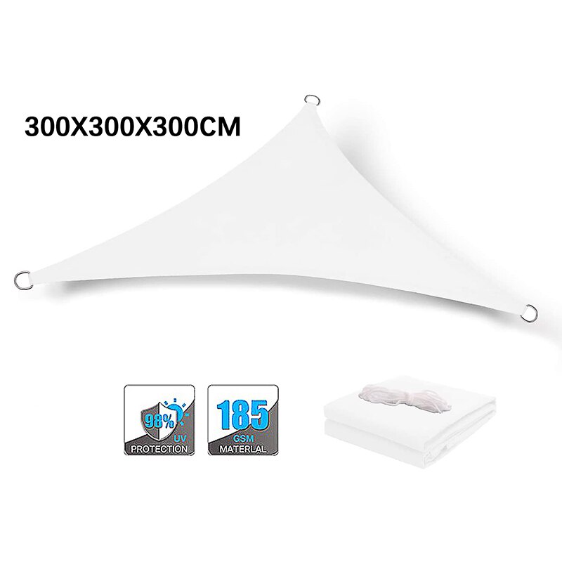 White 300D waterproof awning, triangle, rectangle, square awning shade sail outdoor awning garden terrace swimming pool awning: white 300x300x300cm