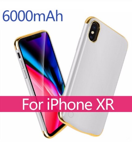 Funda de batería portátil para iPhone, cargador de batería para iPhone 6, 6S, 6S + 7, 7P, 8, 8P, X/XS, XR, XS MAX, 11/11Pro/ 11Pro Max, 12 Series: Sliver for XR