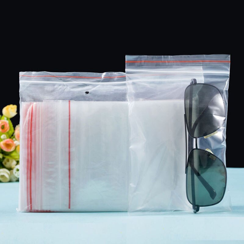Self-sealing transparent sealed bag size plastic sealed food packaging sample storage storage fresh snacks grocery bag 100PCS