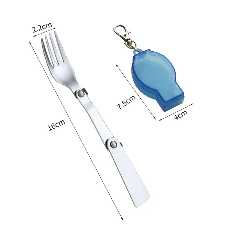 1pc 304 foldbar ske i rustfrit stål, bordservice, udendørs bærbar, tredobbelt ske, gaffel, rejsefoldbar ske: Lysegrå