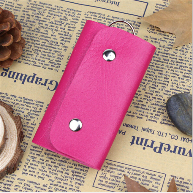 LKEEP Sleutels Houder Organizer Manager PU Lederen Gesp Sleutel Portemonnee Geval Zak Auto Sleutelhanger Voor Vrouwen Mannen Huishoudster Mode: Oranje