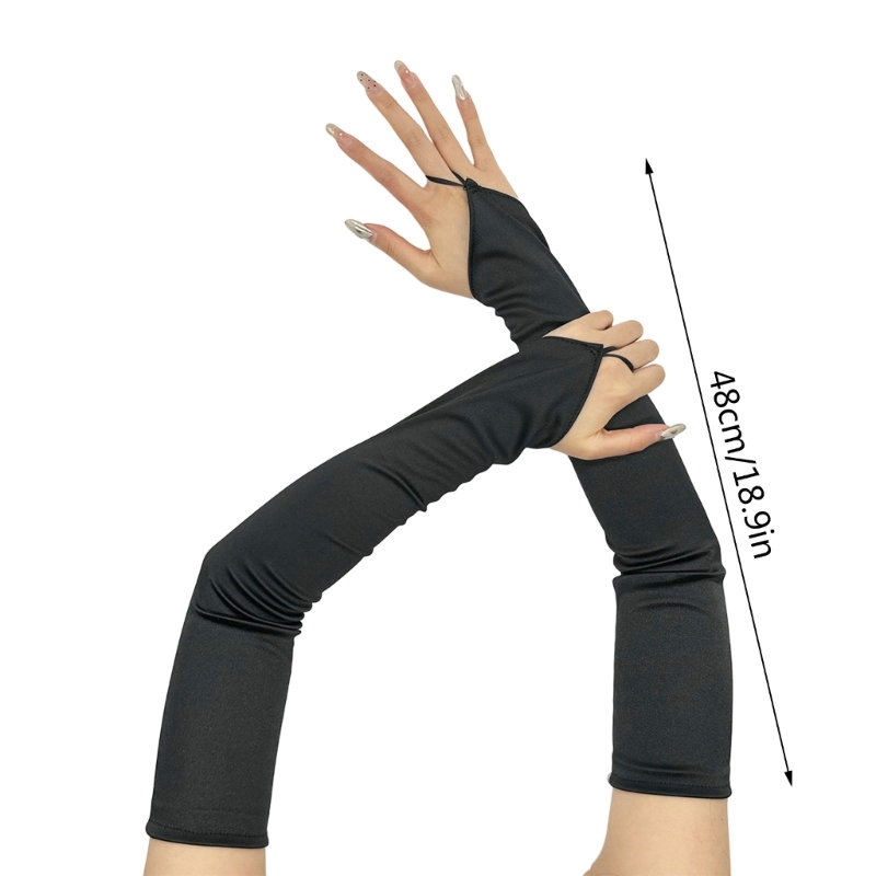 Long Gloves for Women Dancing Elastic Fingerless Gloves Satins