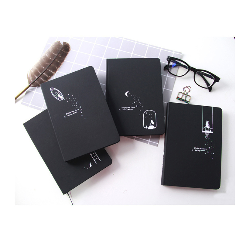 Black Star Notebook Hardcover Diary DIY Blank Black Paper Sketch Book 96sheets Notepad School Office Supply Papelaria