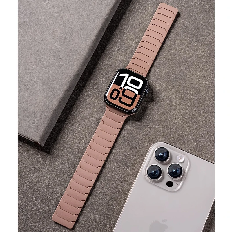 Correa para Apple Watch ultra 2 Band 49mm 45mm 44mm 40mm 42mm 46mm 41mm 38mm pulsera magnética de silicona IWatch Series 10 SE 9 8 7