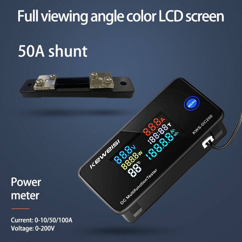 Digital Voltmeter KWS DC 0-200 DC Energy Power Meter LED AC Wattmeter Electric Meter With Reset Function 0-100A