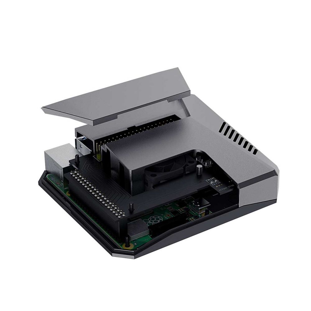 S ROBOT Argon Raspberry Pi 4 Case Removable Magnetic GPIO Cover Metal Shell+Cooling Fan Heat Sink for RPI 3B+/3B RPI162