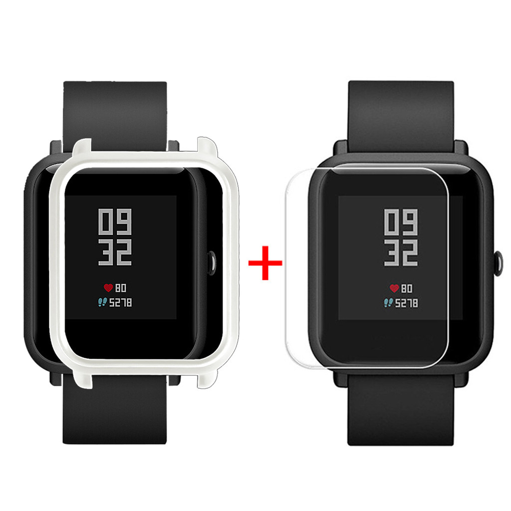 Kotelon kuori huami amazfit bip youth lite -kuorille näytönsuojakalvolla de pantalla ochrona ekranu naarmuuntumaton: M
